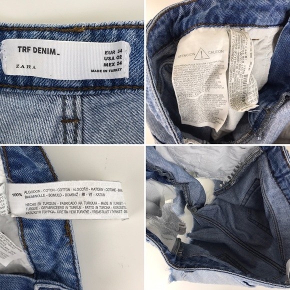 Zara trf Y2K ripped denim studded distressed light wash  jean cut off shorts 2 - Picture 7 of 8